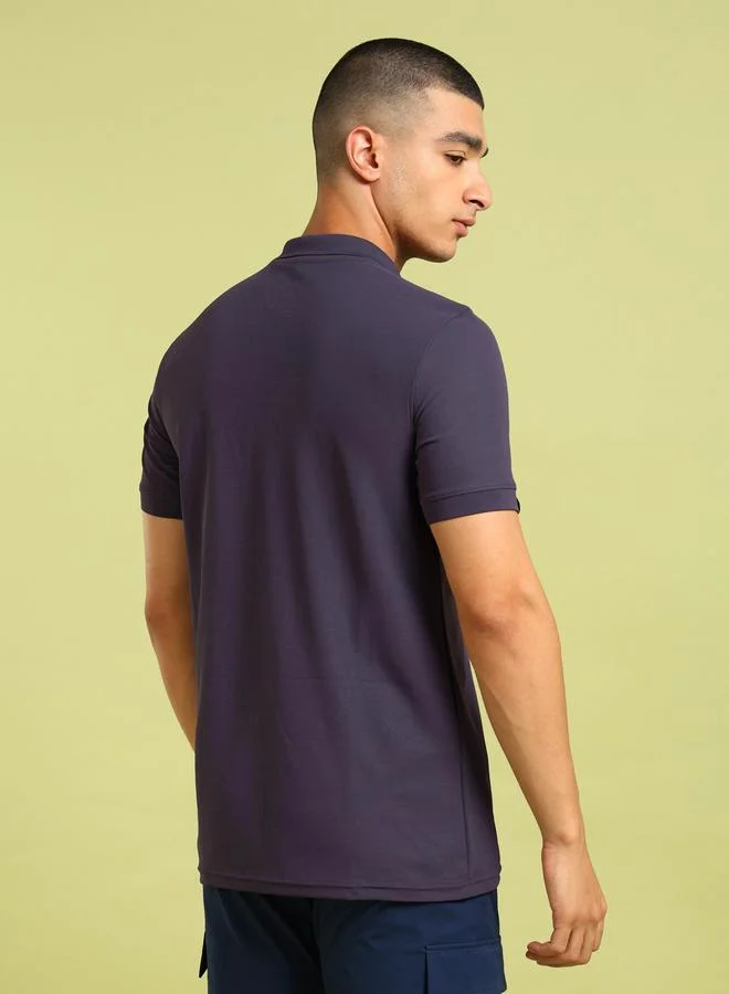 Technosport Technosport Plus Size Solid Slim Fit Polo T-Shirt