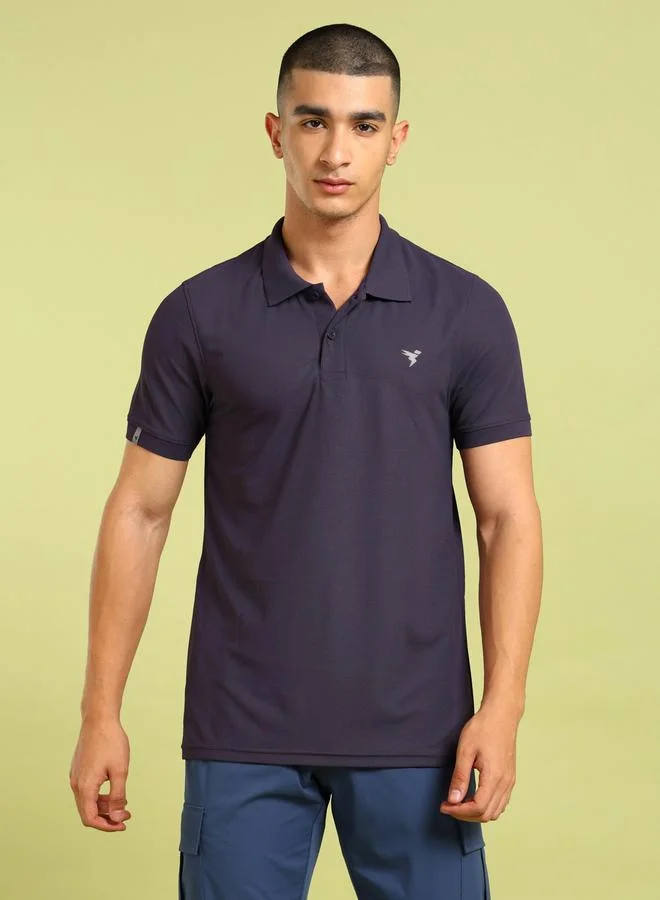 تكنوسبورت تيشيرت بولو تكنوسبورت مقاس كبير بقصة ضيقة سادة