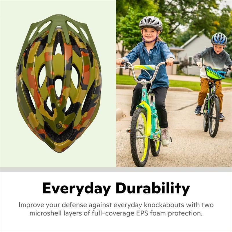 SCHWINN خوذة ثراشر للأطفال، مقاس 55-58 سم للأطفال من 8-14 سنة، خفيفة الوزن، ميكروسيل، قابلة للتعديل مع قرص وأحزمة، بطانة داخلية، فتحات تهوية، واقي، خوذة للأولاد والبنات - Image 4