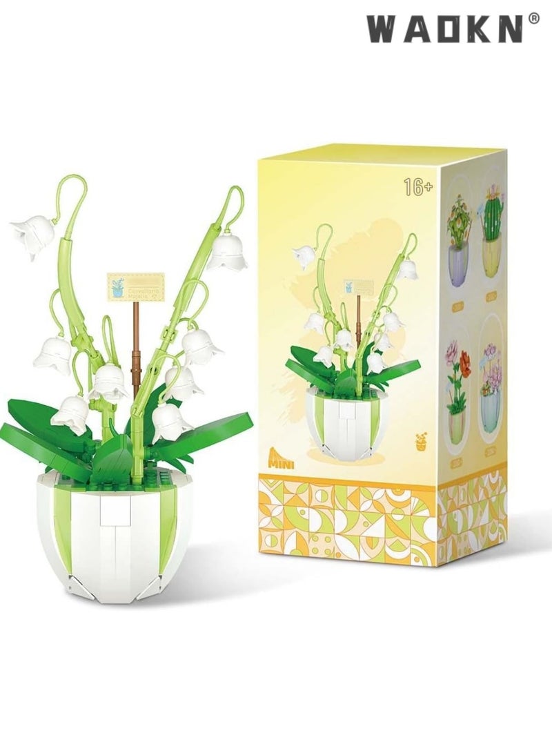 WAOKN Set van 287 kunstplanten lelietje-van-dalen - Boeket bloemen om te verzamelen met vaasmodel, compatibel met Lego Icons bonsai, flowers, craft set, potted plants, not compatible with Lego bouquet，Flower Building Set Unique Creative Gift for Friends and Families  - Image 3