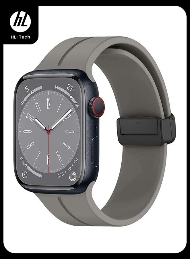 HL-Tech Magnetic for Apple Watch Band 49mm 46mm 45mm 44mm 42mm Women men,Silicone Sport Strap Replacement WristBands for Apple Watch Series 11/10/9/ultra 2/8/ultra/7/SE/SE 2nd/6/5/4/3/2/1,iWatch Bands - Image 1