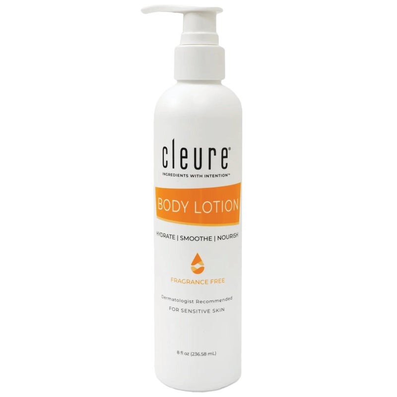 Cleure Cleure Body Lotion for Sensitive Skin  Daily Moisturizer with Shea Butter  Vitamin E  Fragrance Free Gluten Free Paraben Free 8 oz Pack of 1 
