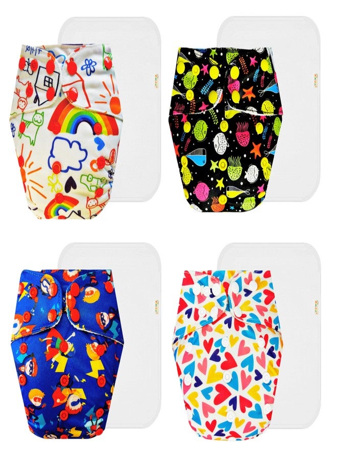حفاضات دمبلدو القماشية الممتازة مع حشوة قطنية (عبوة من 4) | مضادة للحساسية | مانعة للتسرب | سريعة الجفاف | مثالية للأطفال الصغار | من 3 أشهر إلى 3 سنوات | للجنسين - Image 1