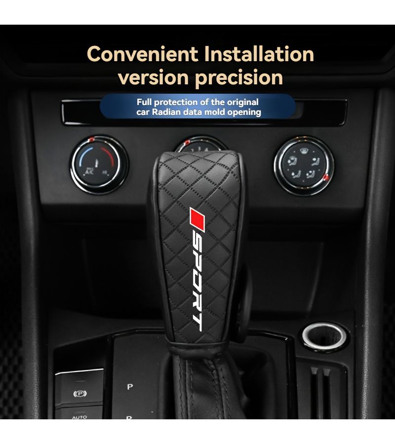 Black PU Leather Embossed Gear Shift Knob Cover Sporty Sweat Absorbing Breathable Protector for Non Luxury Vehicles - Image 3