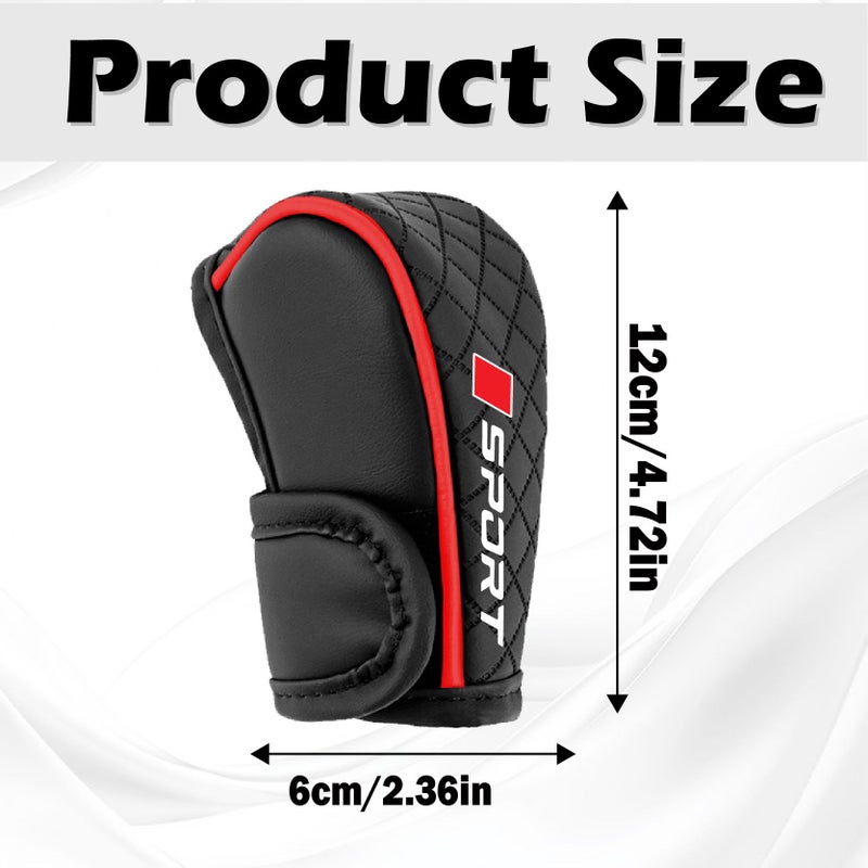 Black PU Leather Embossed Gear Shift Knob Cover Sporty Sweat Absorbing Breathable Protector for Non Luxury Vehicles - Image 2