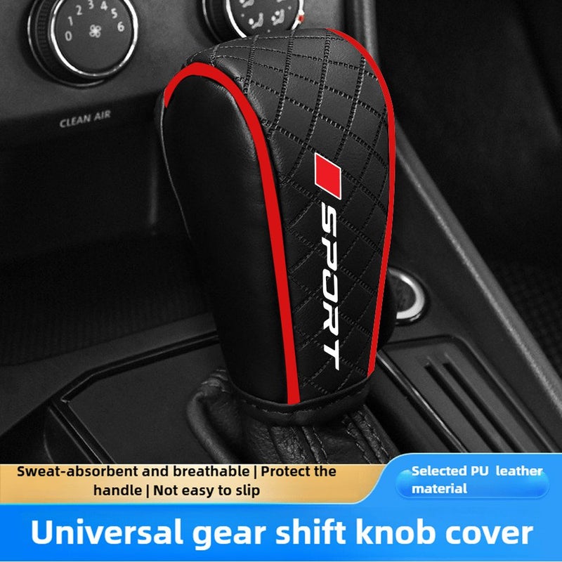Black PU Leather Embossed Gear Shift Knob Cover Sporty Sweat Absorbing Breathable Protector for Non Luxury Vehicles - Image 4