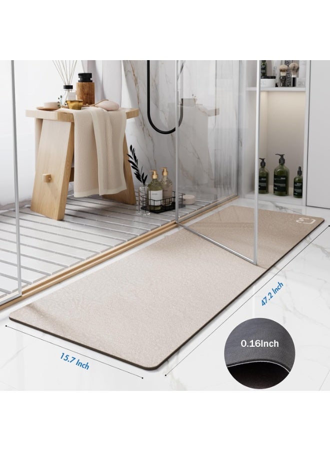 Coffee Diatomaceous Earth Bath Mat, Quick Water Absorbent Bathroom Mat, Non Slip Rubber Backed Long Shower Floor Mat 40x120cm - Image 2