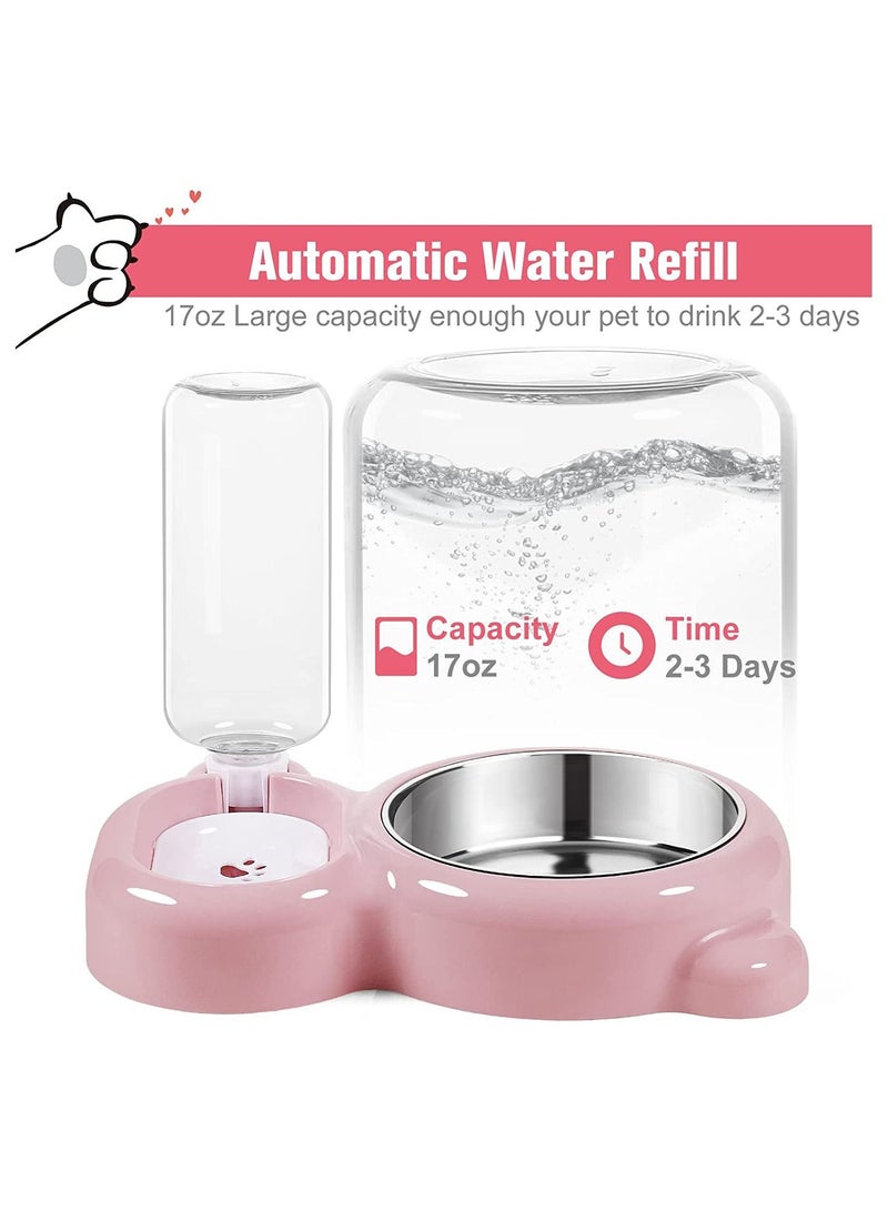 سيوسي أوعية قطط مزدوجة ، مجموعة أوعية ماء وطعام للحيوانات الأليفة مع زجاجة موزع مياه أوتوماتيكي قابلة للفصل وعاء من الفولاذ المقاوم للصدأ للكلاب والقطط الصغيرة والقطط وأرنب وأرنب الجرو - Image 3