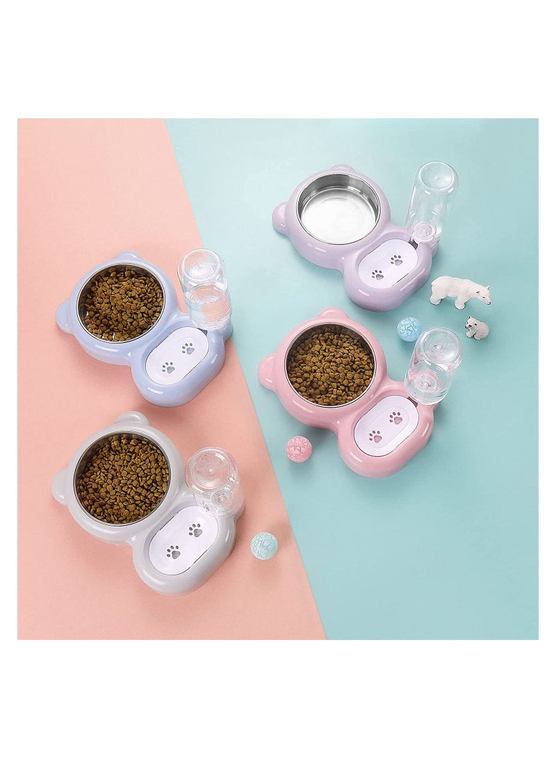 سيوسي أوعية قطط مزدوجة ، مجموعة أوعية ماء وطعام للحيوانات الأليفة مع زجاجة موزع مياه أوتوماتيكي قابلة للفصل وعاء من الفولاذ المقاوم للصدأ للكلاب والقطط الصغيرة والقطط وأرنب وأرنب الجرو - Image 2