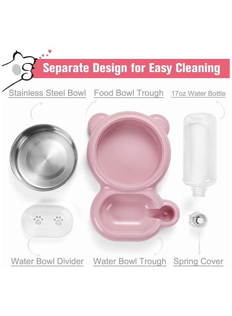 سيوسي أوعية قطط مزدوجة ، مجموعة أوعية ماء وطعام للحيوانات الأليفة مع زجاجة موزع مياه أوتوماتيكي قابلة للفصل وعاء من الفولاذ المقاوم للصدأ للكلاب والقطط الصغيرة والقطط وأرنب وأرنب الجرو - Image 4