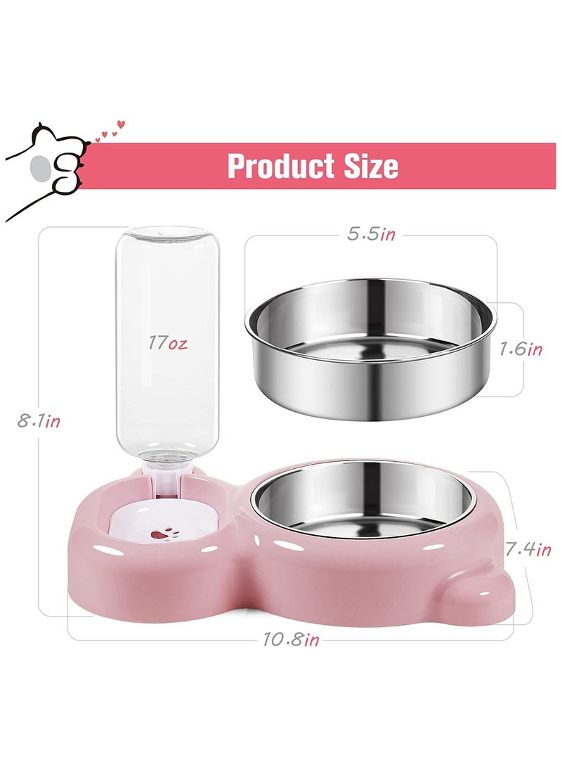 سيوسي أوعية قطط مزدوجة ، مجموعة أوعية ماء وطعام للحيوانات الأليفة مع زجاجة موزع مياه أوتوماتيكي قابلة للفصل وعاء من الفولاذ المقاوم للصدأ للكلاب والقطط الصغيرة والقطط وأرنب وأرنب الجرو - Image 5