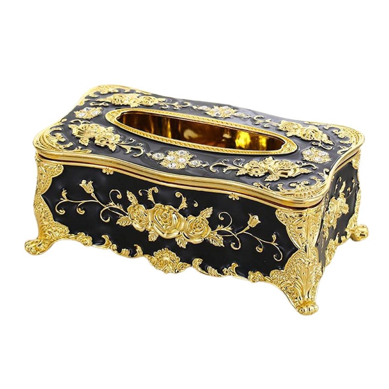 MERISH Home Rectangular Tissue Paper Box Case Holder Cover - European Style Acrylic Tissue Box Luxurious (Black) - Image 1