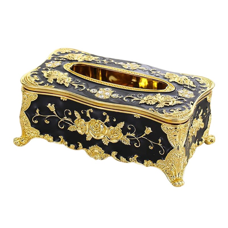 MERISH Home Rectangular Tissue Paper Box Case Holder Cover - European Style Acrylic Tissue Box Luxurious (Black) - Image 4