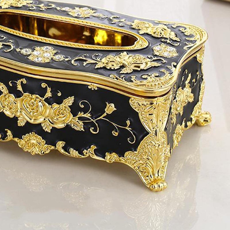 MERISH Home Rectangular Tissue Paper Box Case Holder Cover - European Style Acrylic Tissue Box Luxurious (Black) - Image 3