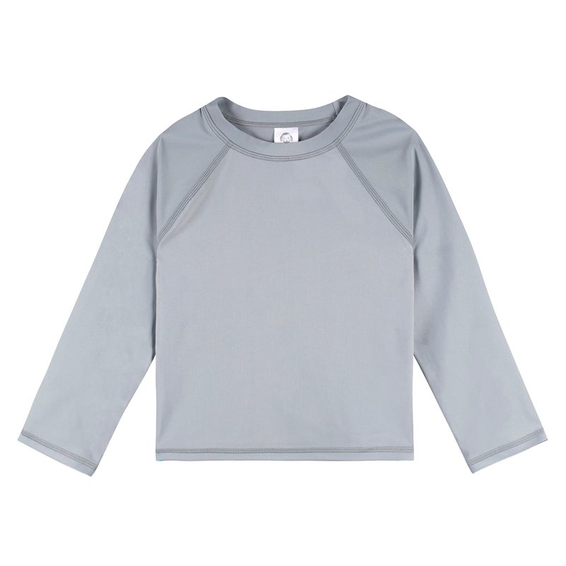 Gerber Unisex Baby Toddler UPF 50 Long Sleeve Rashguard Swim Rash Guard Shirt Grey 2T US - Image 2