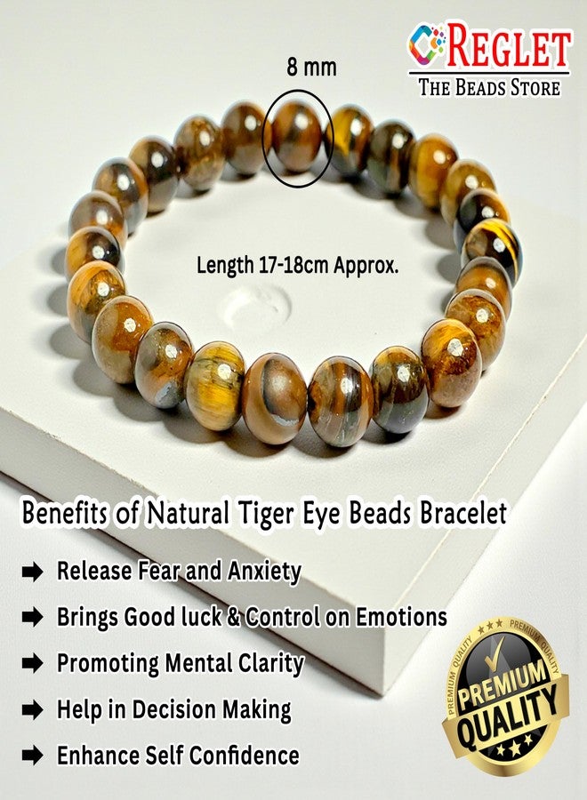 REGLET Natural Tiger Eye Beads Bracelet for Confidence, Courage & Protection Crystal - Stretch Bracelet for Men & Women - Image 2