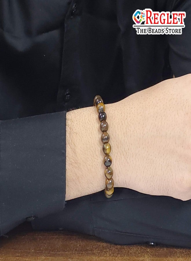 REGLET Natural Tiger Eye Beads Bracelet for Confidence, Courage & Protection Crystal - Stretch Bracelet for Men & Women - Image 3