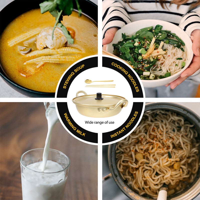 1 Set Ramen Pot Korean Ramen Cooking Pot with Lid Spoon and Chopsticks - Image 5