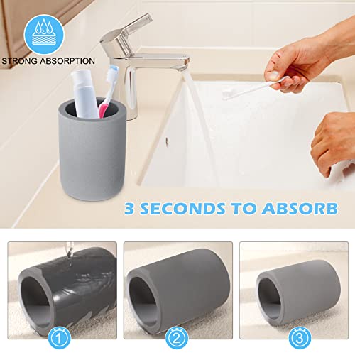 BOJDOPIE Diatomite Toothbrush Holder BOJDOPIE Water Absorption Quick Drying Bathroom Countertop Organizer Stand Cup for Toothpaste Makeup Brushes Razors Grey - Image 3