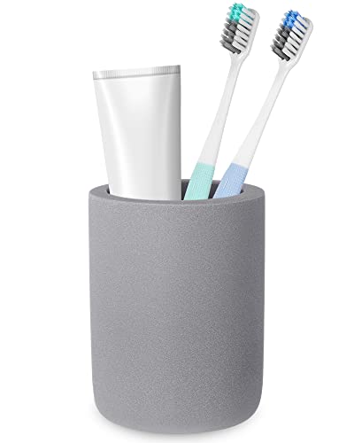 BOJDOPIE Diatomite Toothbrush Holder BOJDOPIE Water Absorption Quick Drying Bathroom Countertop Organizer Stand Cup for Toothpaste Makeup Brushes Razors Grey - Image 1