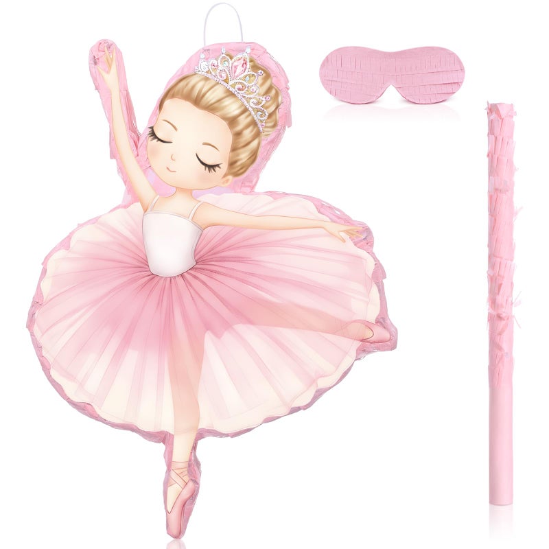 Threan Princess Piata Fairy Party Decorations Pink Ballet Piata Ballerina Birthday Game Set Party Supplies for Girl Princess Theme Baby Shower Butterfly Birthday Supplies Decoration Ballet - Image 3