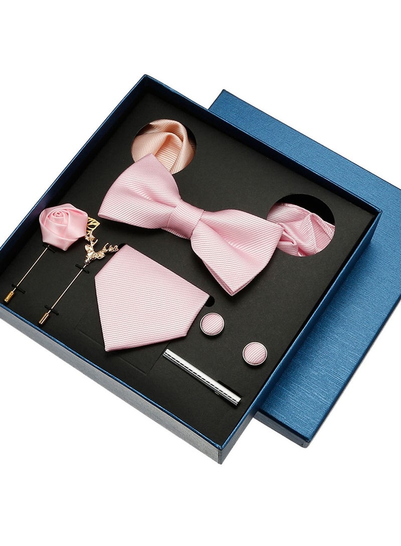 8 Pcs Men's tie pocket square cufflinks bow tie brooch set men's gift box set  - Image 1