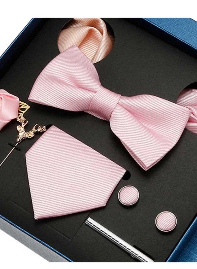 8 Pcs Men's tie pocket square cufflinks bow tie brooch set men's gift box set  - Image 4