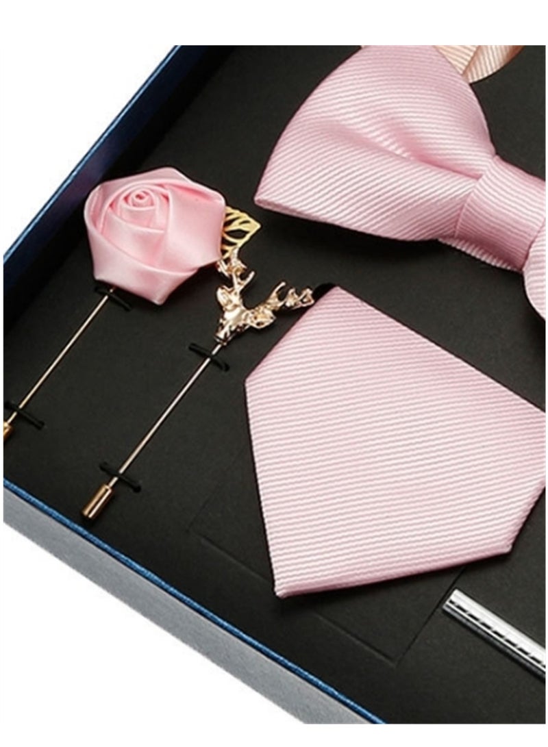 8 Pcs Men's tie pocket square cufflinks bow tie brooch set men's gift box set  - Image 2