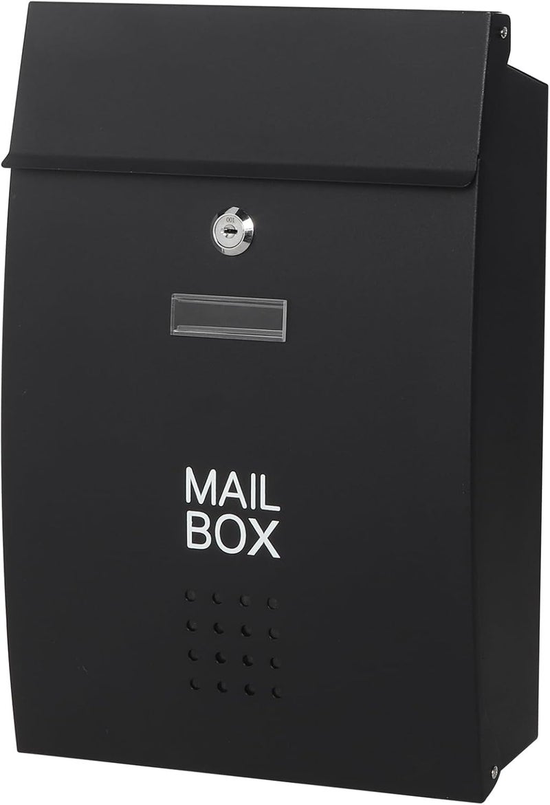 Parrency Wall-Mount Mailbox for Outside,Large Capacity Mail Box Waterproof and Rust-Resistant, Galvanized Steel Metal Post Box, Mailboxes for House, 15.2 x 10.1 x 3.3 Inch, Black - Image 1