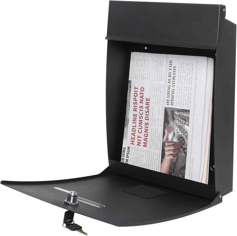 Parrency Wall-Mount Mailbox for Outside,Large Capacity Mail Box Waterproof and Rust-Resistant, Galvanized Steel Metal Post Box, Mailboxes for House, 15.2 x 10.1 x 3.3 Inch, Black - Image 5