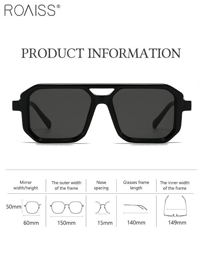 رويس نظارات شمسية مربعة بتصميم كلاسيكي للرجال والنساء، مناسبة للقيادة في الهواء الطلق والحفلات، بتصميم بانك مزدوج الجسر، توفر حماية من الأشعة فوق البنفسجية، ومضادة للوهج، مثالية للصيد والسفر. - Image 4