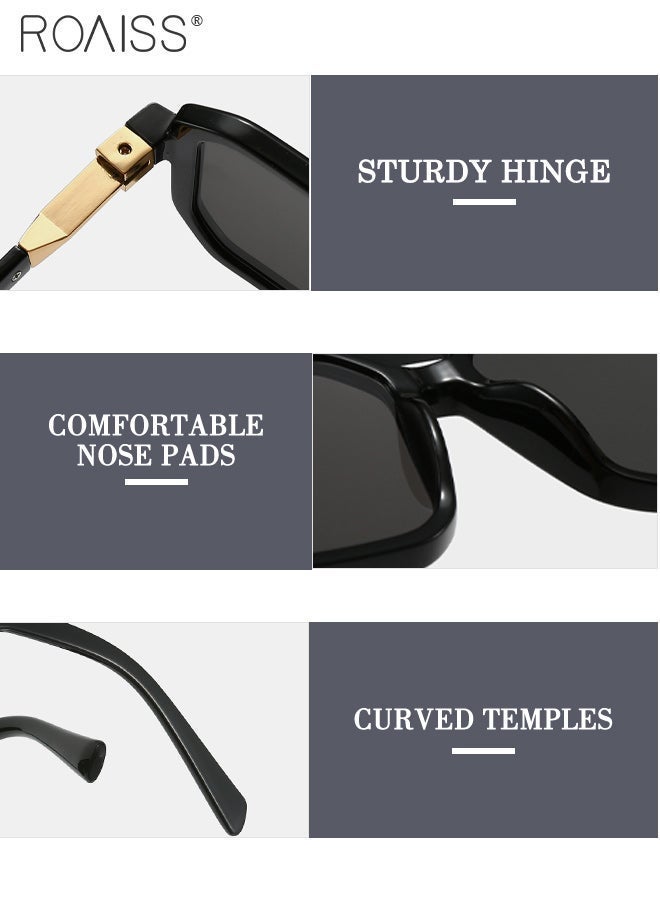 رويس نظارات شمسية مربعة بتصميم كلاسيكي للرجال والنساء، مناسبة للقيادة في الهواء الطلق والحفلات، بتصميم بانك مزدوج الجسر، توفر حماية من الأشعة فوق البنفسجية، ومضادة للوهج، مثالية للصيد والسفر. - Image 5