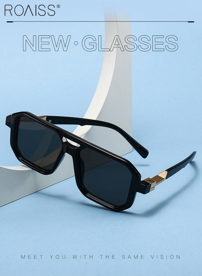رويس نظارات شمسية مربعة بتصميم كلاسيكي للرجال والنساء، مناسبة للقيادة في الهواء الطلق والحفلات، بتصميم بانك مزدوج الجسر، توفر حماية من الأشعة فوق البنفسجية، ومضادة للوهج، مثالية للصيد والسفر. - Image 3
