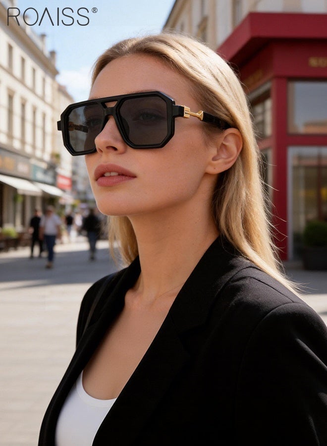 رويس نظارات شمسية مربعة بتصميم كلاسيكي للرجال والنساء، مناسبة للقيادة في الهواء الطلق والحفلات، بتصميم بانك مزدوج الجسر، توفر حماية من الأشعة فوق البنفسجية، ومضادة للوهج، مثالية للصيد والسفر. - Image 2