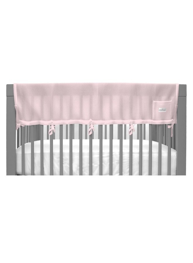 BreathableBaby Breathable Mesh RailGuard Teething Cover - White - 51” Long Panel (1) - Fits Most Full-Size and Does Not Fit Mini Cribs - Use with Coordinating Short Panels - Light Pink - Image 1