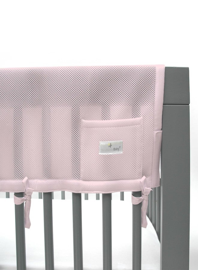 BreathableBaby Breathable Mesh RailGuard Teething Cover - White - 51” Long Panel (1) - Fits Most Full-Size and Does Not Fit Mini Cribs - Use with Coordinating Short Panels - Light Pink - Image 2