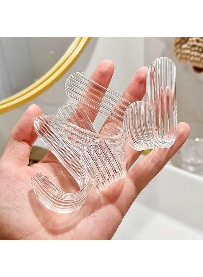 1pc Brushed Wall Mount Hooks Easy Install Non Perforated Transparent Adhesive Space Saving Bathroom Organizer - Image 5