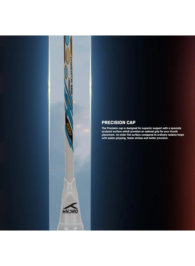 HUNDRED Flutter S Zoom Carbon Fibre Unstrung Badminton Racket With Full Racket Cover For Intermediate Players (78G, Maximum String Tension - 32Lbs)