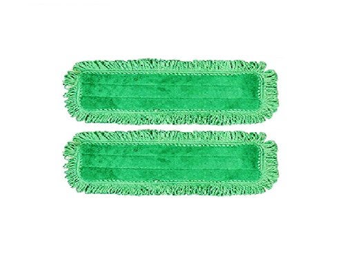 Real Clean 18 Inch Green Fringe Microfiber Dust Mop Pads (Pack of 2) - Image 1