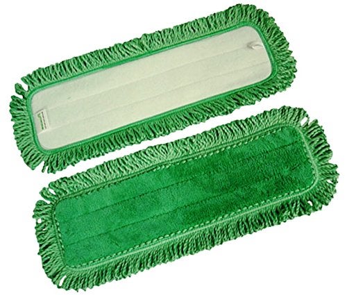 Real Clean 18 Inch Green Fringe Microfiber Dust Mop Pads (Pack of 2) - Image 2