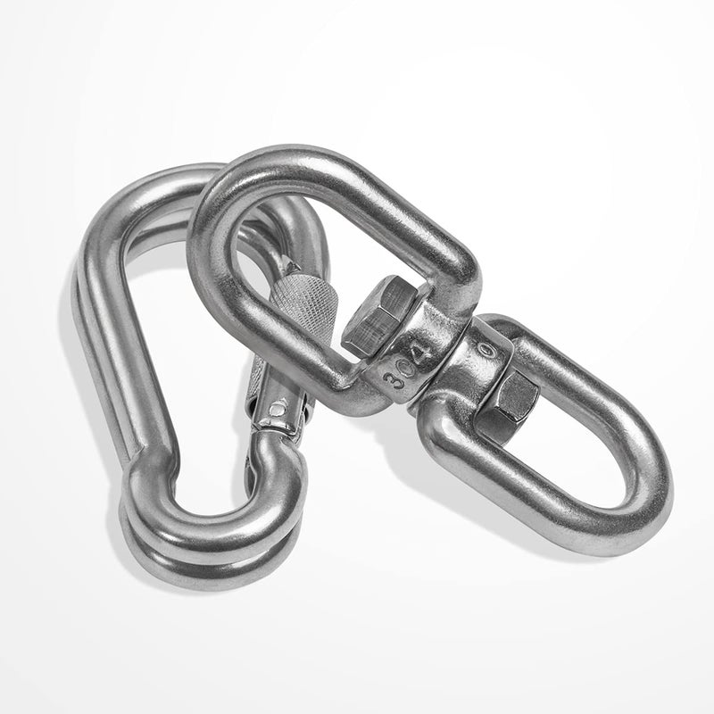 Velomill 2+1 Heavy Duty 304 Stainless Steel Swivel Ring Double Ended Swivel Eye Hook with SUS304 Snap Hooks for Web Tree Swing, Swing Spinner Hanger, Reliable and Safe (M8) - Image 5