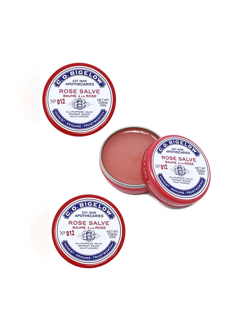 C. O. Bigelow C.O. Bigelow All Purpose Salve Lip Balm Tins, Rose Salve Pack of 3 for Chapped Lips & Dry Skin - Moisturizing Lip, Cuticle 0.8 oz each 