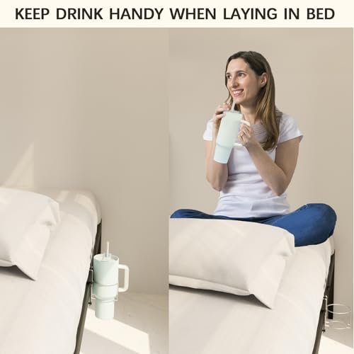 KOXHERO Stanley Cup Holder for Bed (Diameter: 4IN) Drink Holder Water Bottle/Glass Organizer for Dorm Room Bunk Bed Crib, Metal Toddle Bed,Loft Bedside, Headbed, Car,Office Desk Partition - Image 3