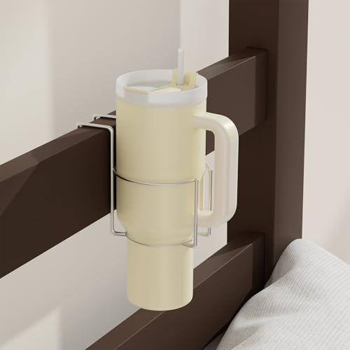 KOXHERO Stanley Cup Holder for Bed (Diameter: 4IN) Drink Holder Water Bottle/Glass Organizer for Dorm Room Bunk Bed Crib, Metal Toddle Bed,Loft Bedside, Headbed, Car,Office Desk Partition - Image 1