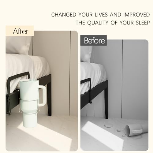 KOXHERO Stanley Cup Holder for Bed (Diameter: 4IN) Drink Holder Water Bottle/Glass Organizer for Dorm Room Bunk Bed Crib, Metal Toddle Bed,Loft Bedside, Headbed, Car,Office Desk Partition - Image 4
