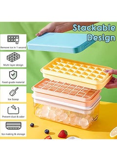 Arabest Ice Cube Tray with Lid 64 Grids Easy-release Silicone Ice Cube Molds for Freezer BPA Free Ice Cubes Maker Ice Tray with Bin for Beverage Coffee Fruit Yogurt (Blue)  - Image 4