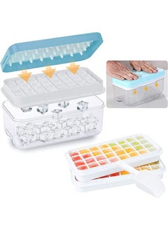 Arabest Ice Cube Tray with Lid 64 Grids Easy-release Silicone Ice Cube Molds for Freezer BPA Free Ice Cubes Maker Ice Tray with Bin for Beverage Coffee Fruit Yogurt (Blue)  - Image 1