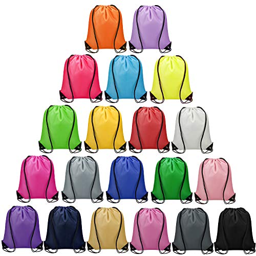 Vorspack 20 Pcs Drawstring Bags Bulk - Drawstring Backpack Draw String Back Bag for Gift, DIY, Party, Gym, Trip - 20 Colors - Image 1