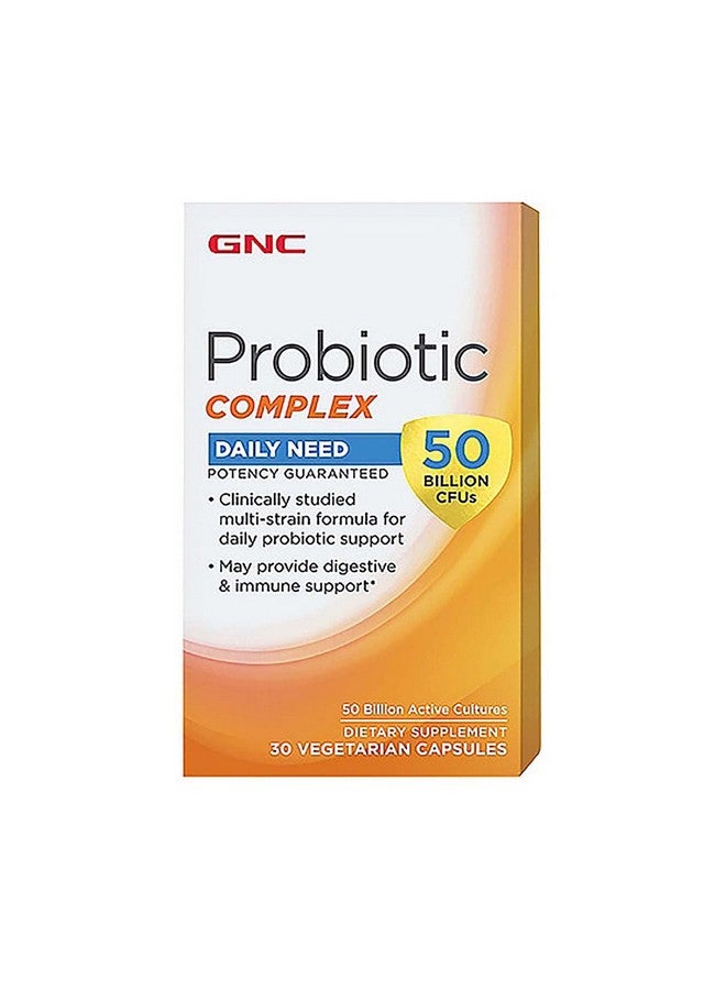 GNC Probiotic Complex Daily Need with 50 Billion CFUs | Clinically Studied Multi-Strain, Supports Digestive and Immune Health, Vegetarian | 30 Capsules - Image 1