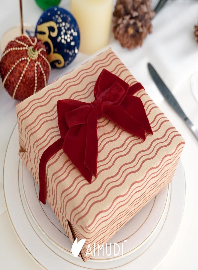 AIMUDI Red Velvet Ribbon Bows 4'' Christmas Bows for Gift Wrapping Premade Gift Bows Velvet Bows for Christmas Trees Wreaths Presents Crafts Home Christmas Winter Decorations, 12 PC - Image 5